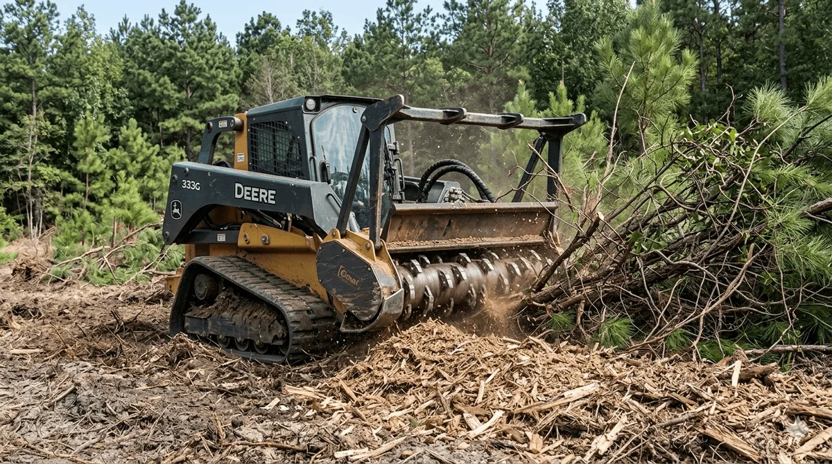 Forestry mulching machine processing dense brush in Georgia